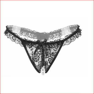 Lace Pearl Front Crutchless G-String
