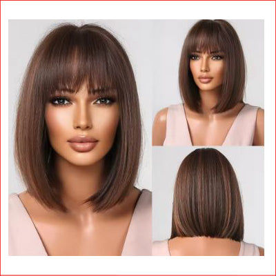 Wig Short Straight Bob Brown/Blonde