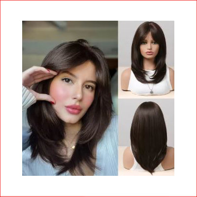 Wig Layered Medium Dark Chocolate Brown