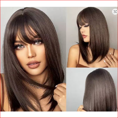 Wig Medium Straight Chocolate Brown