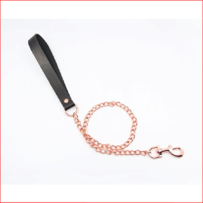 Leather & Chain Lead Rose Gold