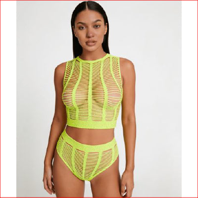 Rhinestone Two Piece Set Fluro O/S