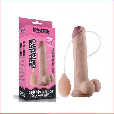 Soft Ejaculation Cock with Balls 9"