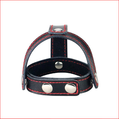 T-Style Leather Cock Ring with Ball Divi