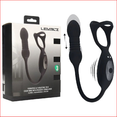 LEVELZ Vibrating & Thrusting TriO Cock Ring with Prostate Stimulator