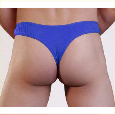 Mens Lycra Thong w/ Front Hole Blue S/M