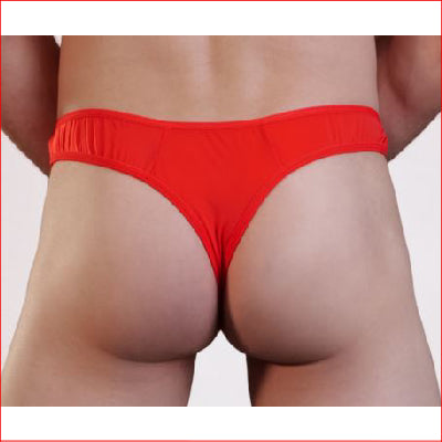 Mens Lycra Thong w/ Front Hole Red S/M