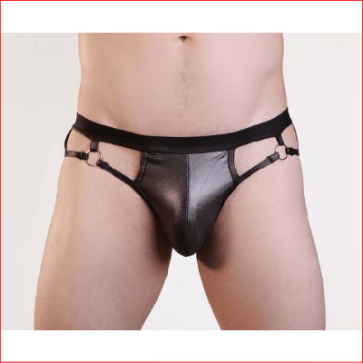 Leather Look Jock Strap 2 Ring S/M
