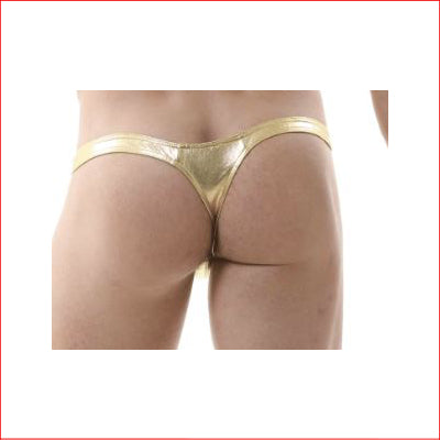 Mens Gold Metalic Thong S/M