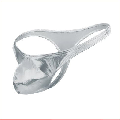 Mens Silver Metalic Thong S/M