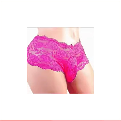 Men's Lace Brief Pink with Pouch Medium