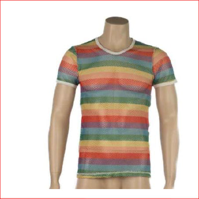 2314 Men's Rainbow Mesh T-Shirt L White