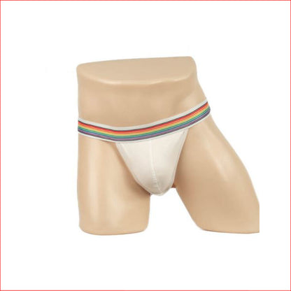 284 Men's Rainbow Jockstrap Large White