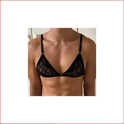 Mens Bralett Lace Black