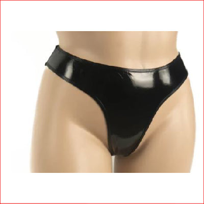 182 Mirror PVC G-String Queen Black