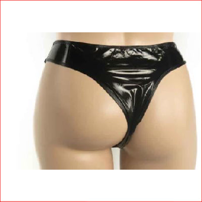 182 Mirror PVC G-String Queen Black
