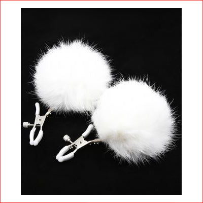 n130 Fluffy Nipple Clamps White