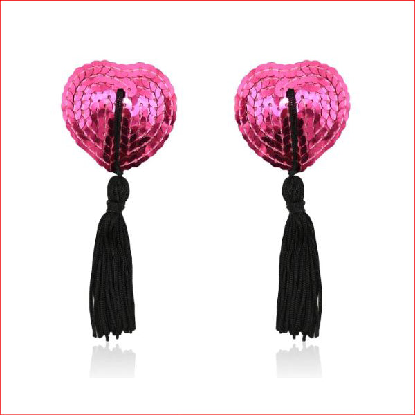 n200 Heart Tassle Nipple Cover Hot Pink