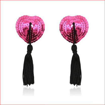 n200 Heart Tassle Nipple Cover Hot Pink