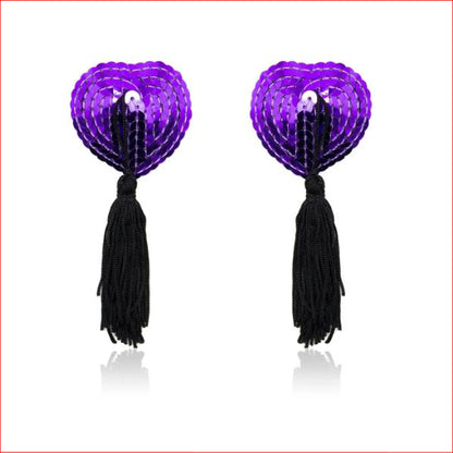 n200 Heart Tassle Nipple Cover Purple Bl