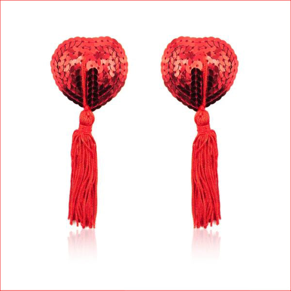 n200 Heart Tassle Nipple Cover Red Red