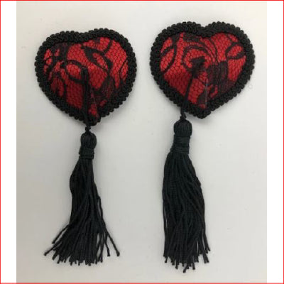 N203 Heart Edged Tassle Nipple Cover Black