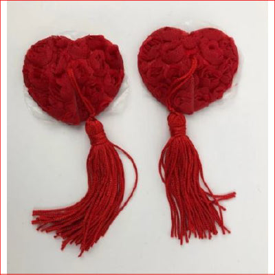 n204 Heart Rose Tassle Nipple Cover Red