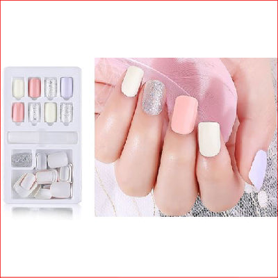 Press on Nails Amazing Gel Silver Assorted 30 pieces