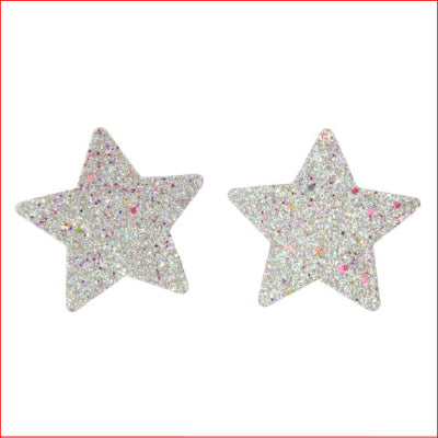 Glitter Star Nipple Pasties Silver Multi