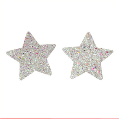Glitter Star Nipple Pasties Silver