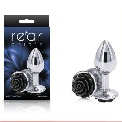 Rear Assets Silver Small Black Rose