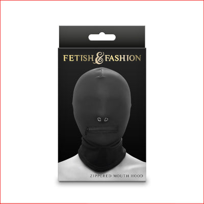 Fetish & Fashion - Zippered Mouth Hood Black