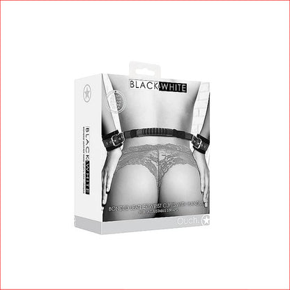 Ouch Bonded Leather Wrist Cuffs w Handle