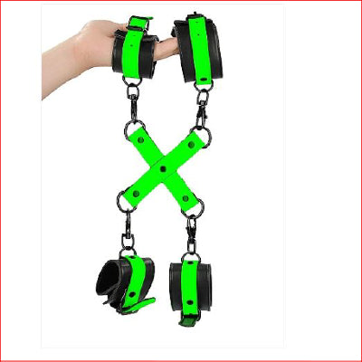 Hand & Ankle Cuffs with Hogtie - Glow in the Dark