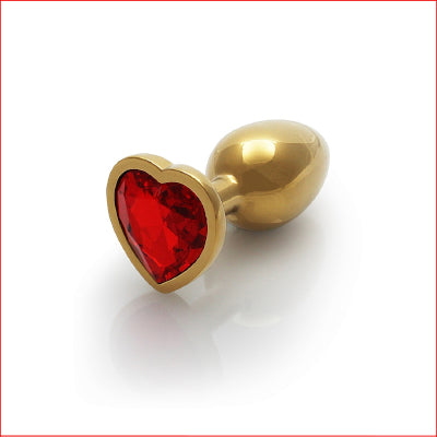 Ouch Metal Plug Gold Heart Ruby Small