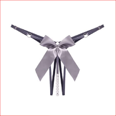 Satin Bow Pearl Crotchless Dusk OS