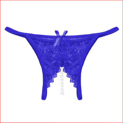 Crotchless Pearl Panties Blue OS