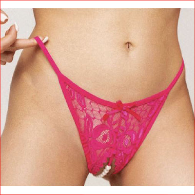 Crotchless Pearl Panties Hot Pink OS