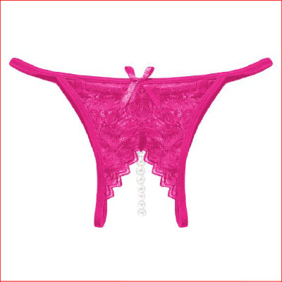 Crotchless Pearl Panties Hot Pink OS