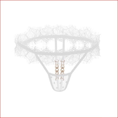 Lace Trim Crotchless Chain White OS