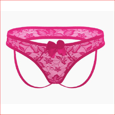 Lace Jill Strap Crotchless Hot Pink OS