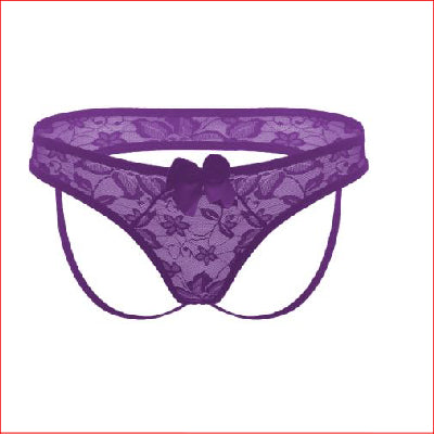 Lace Jill Strap Crotchless Purple OS