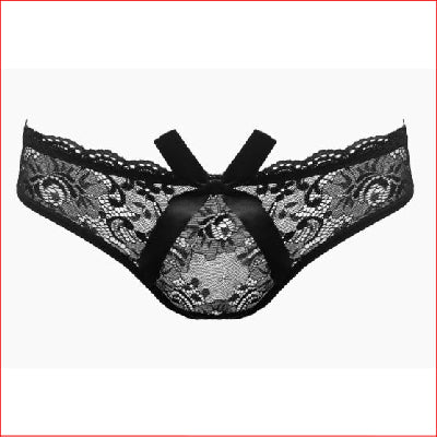 Lace Crotchless Brief Black OS