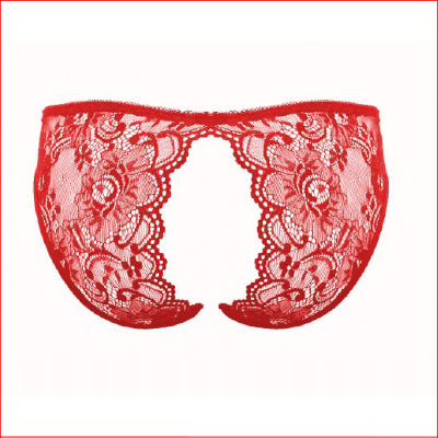 Lace Crotchless Brief Red OS
