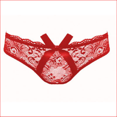 Lace Crotchless Brief Red OS
