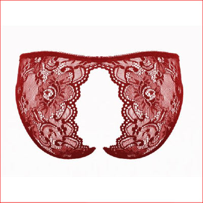 Lace Crotchless Brief Wine OS