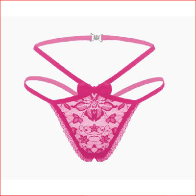 Lace Crotchless Panty Hot Pink OS