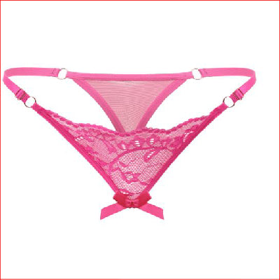 Lace & Sheer Adjustable Waist Hot Pink O/S