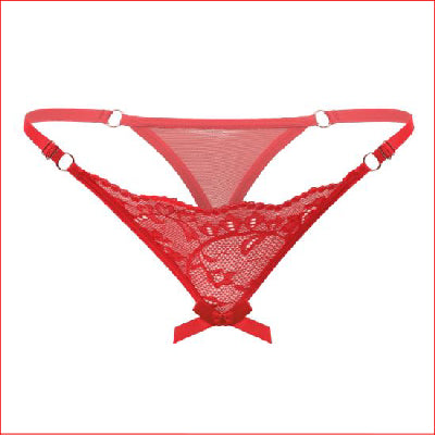 Lace & Sheer Adjustable Waist Red O/S