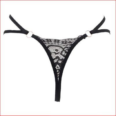 Crotchless Pearl G-String Black O/S